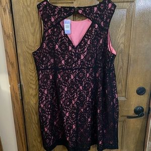 Torrid Size 26 dress. Black Lace with Pink underlay